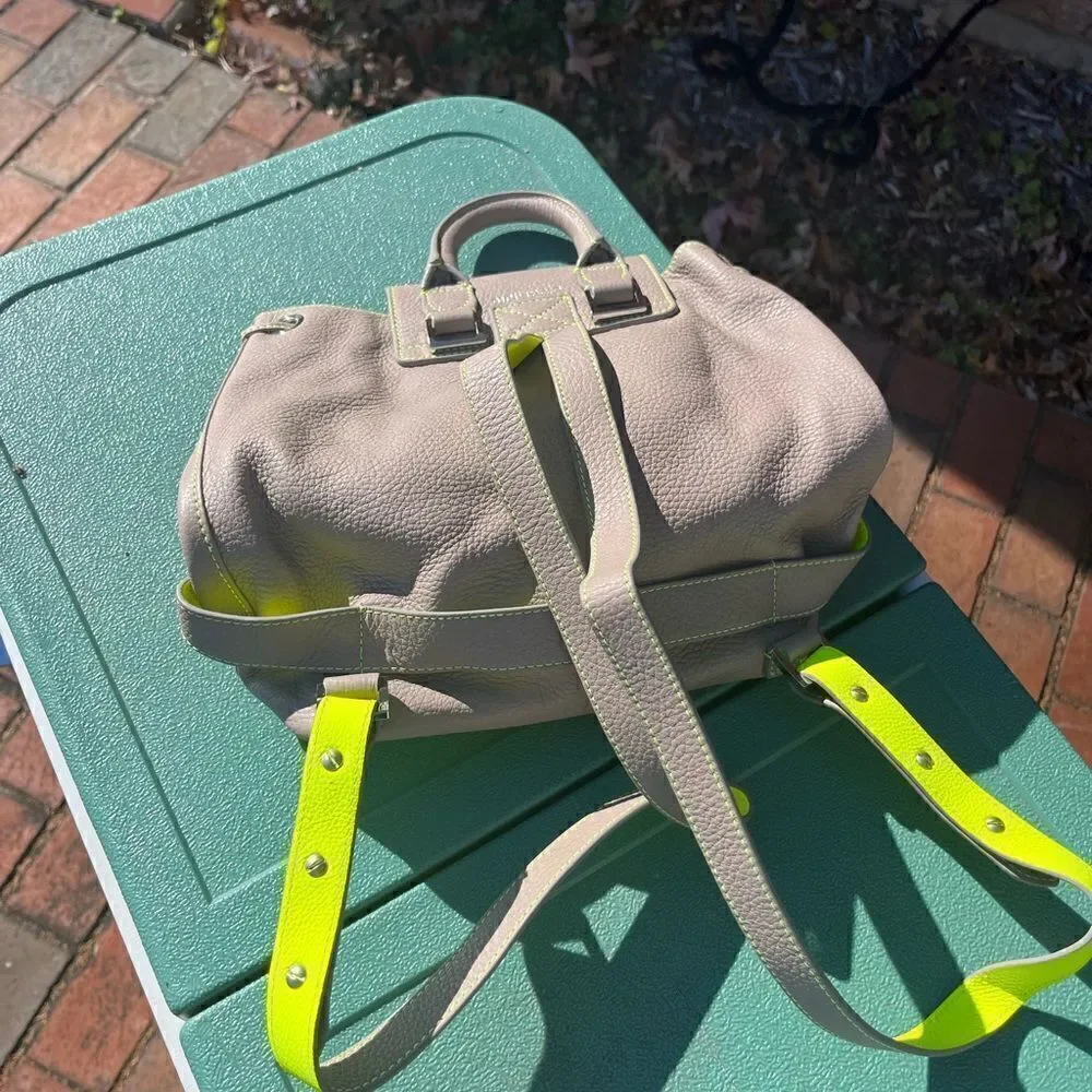 Meli Melo Taupe/Neon Green Mini Backpack NWT RARE!
